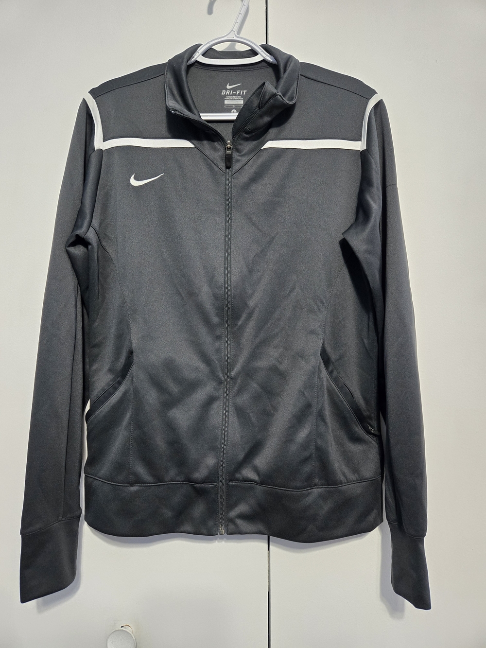 Nike Dri-FIT Track Jacket Black White Full Zip‎ Athletic Women's Large